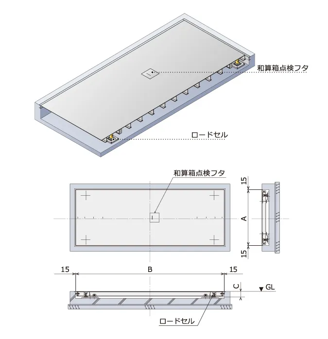 超薄型フラットタイプトラックスケール（埋め込み式）外形図